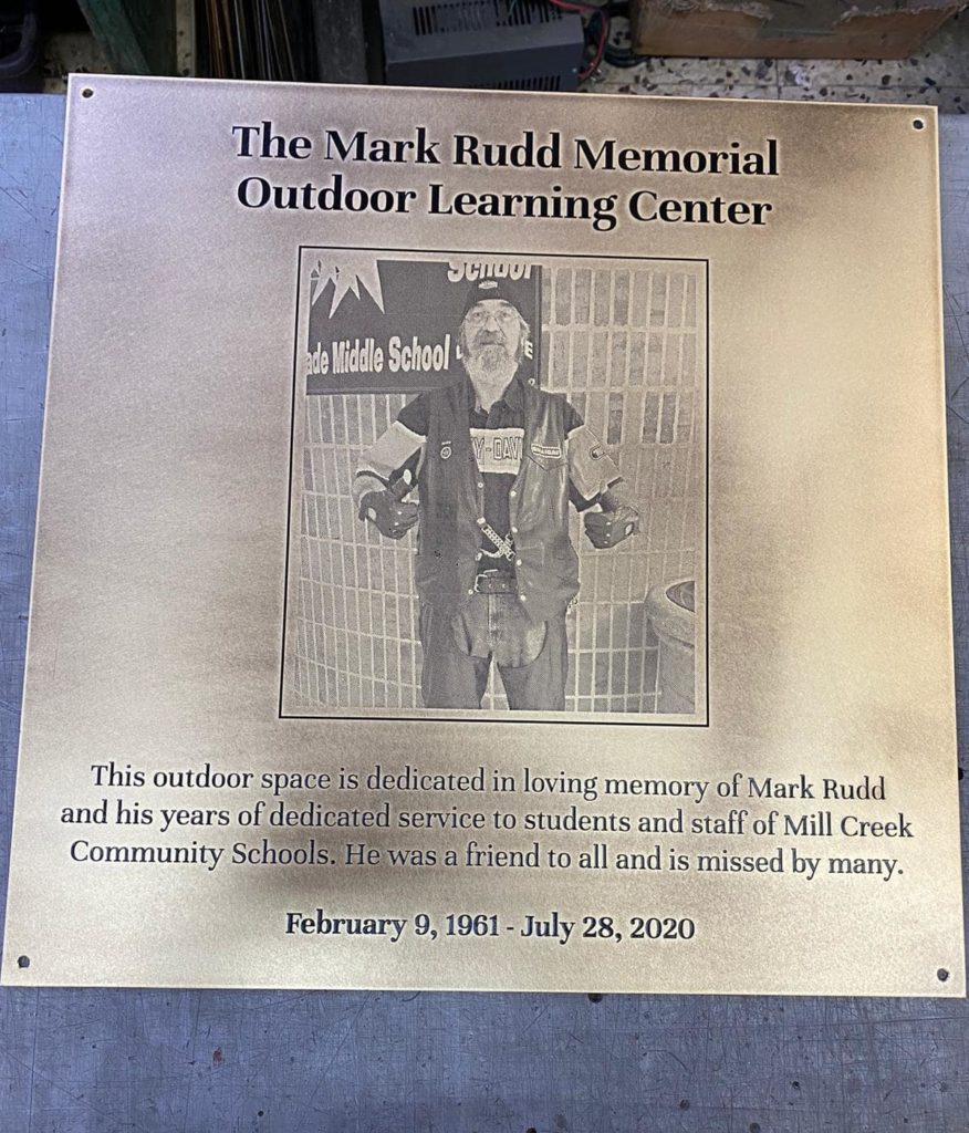 memorial outdoor school metal plaque