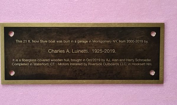 dedication metal plaque for boat