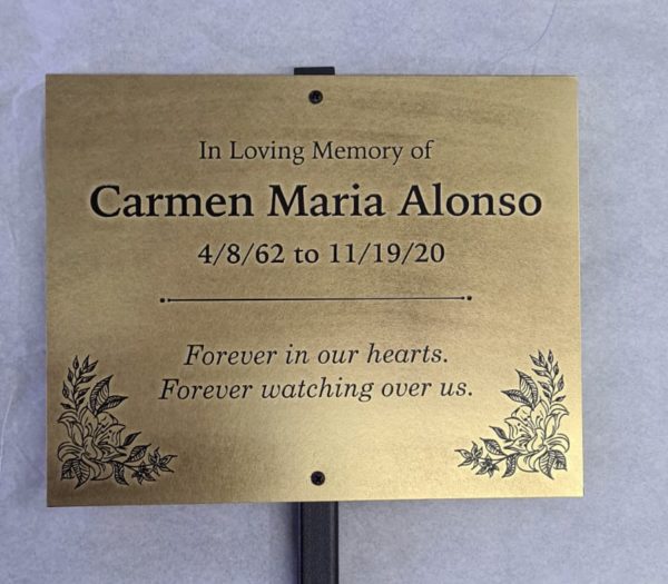 In loving memory brass tree plaque