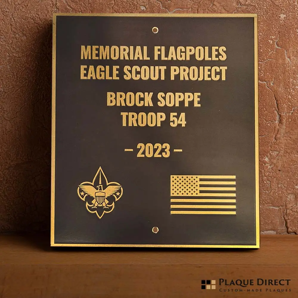 Memorial Flagpoles Eagle Scout Project (Reversed Blackened Brass)