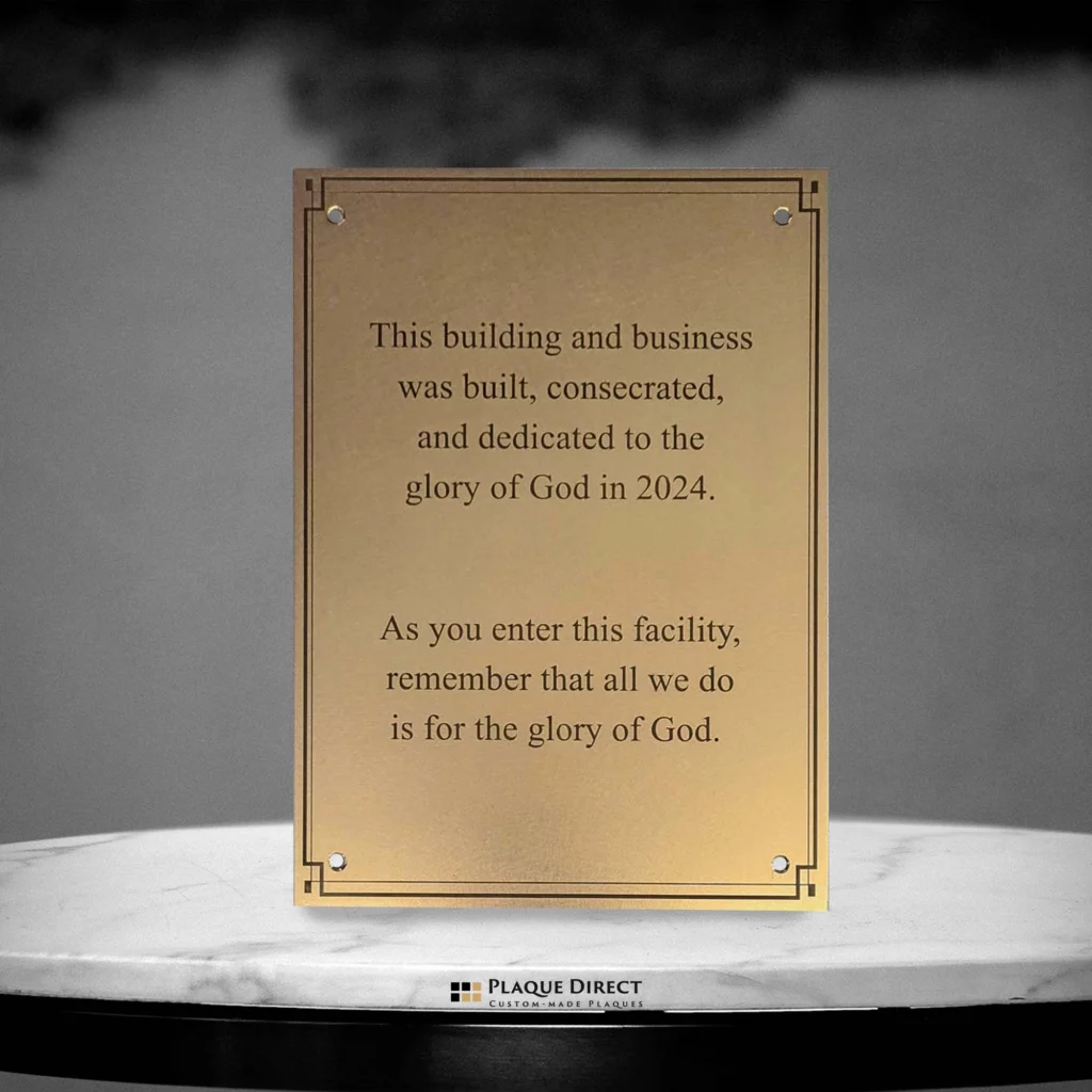 Gold Brass Plaque
