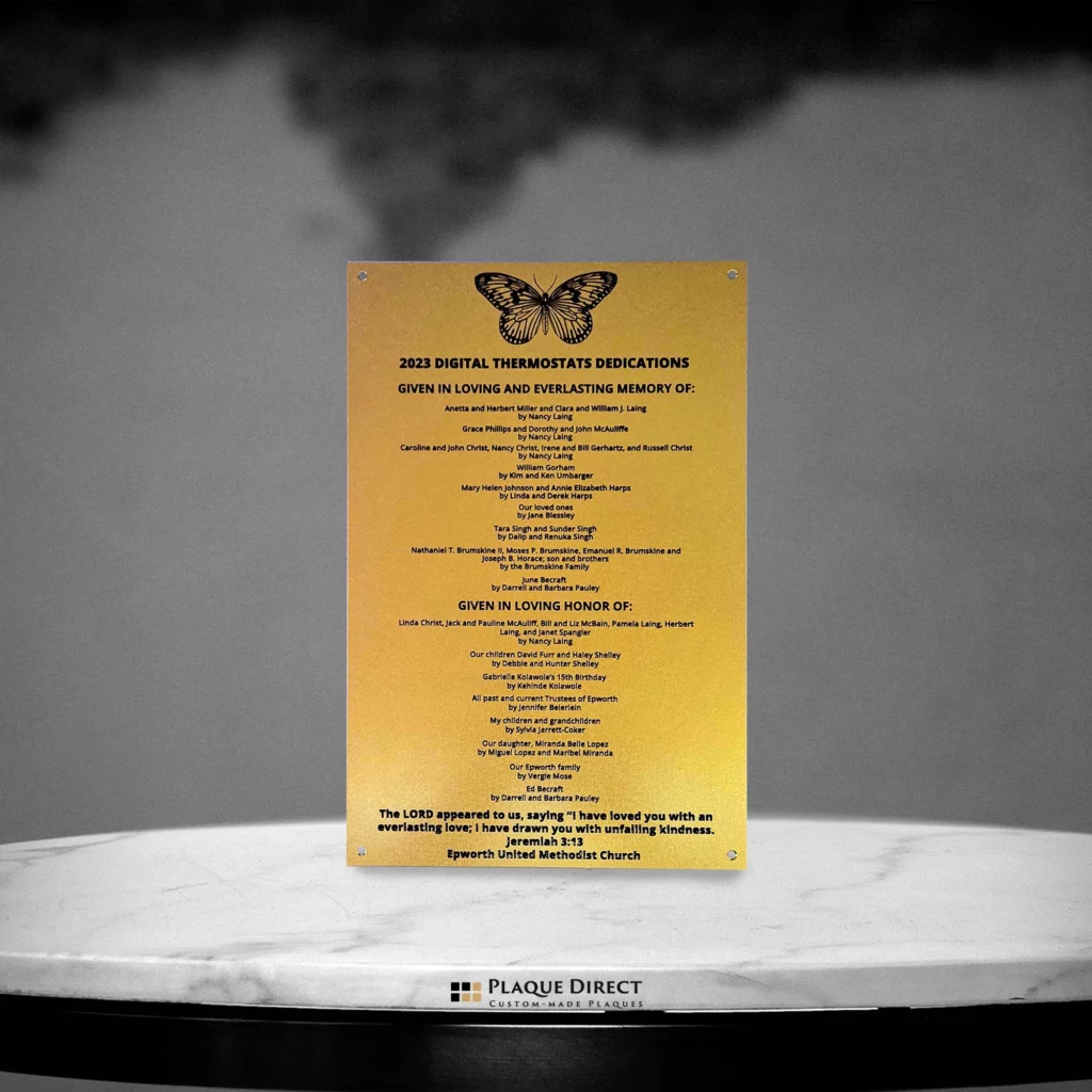 Gold Brass Plaque